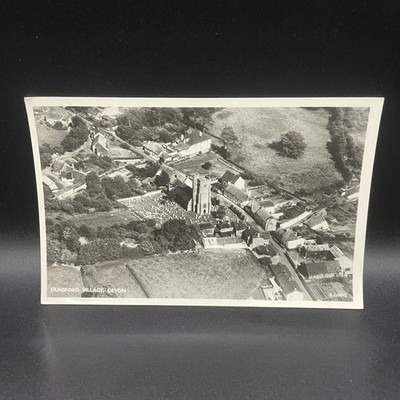 Dunsford Village Devon Luftfoto Postkarte Vintage unbesendet UK ländlich