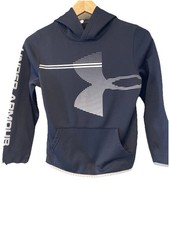Under Armour Cold Gear Boys Youth Medium Pullover Hoodie Long Sleeve Black Grey