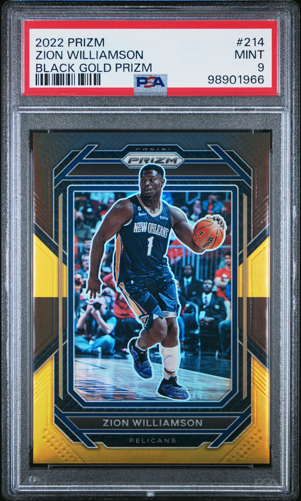 2022 PANINI PRIZM BLACK GOLD PRIZM #214 ZION WILLIAMSON 2/5 PSA 9