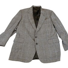 VTG Tom James Randy Gibson Sport Coat Men 42 Gray Black Blue Plaid Blazer Jacket