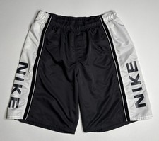 Vintage Nike Big Logo Color Block Lined Swim Trunks Black White  XL