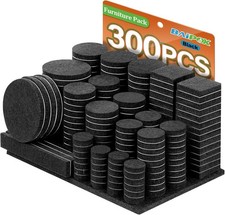 Furniture Pads 300 Pieces Felt Furniture Pads Premium Huge Pack, BAIPOK Self