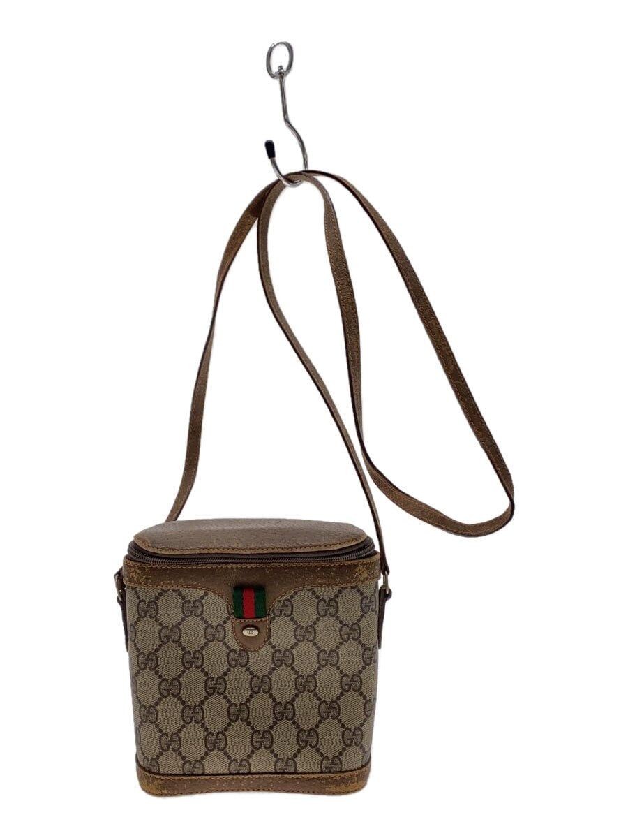 Vintage GUCCI brown monogram shoulder bag pre-owned luxury
