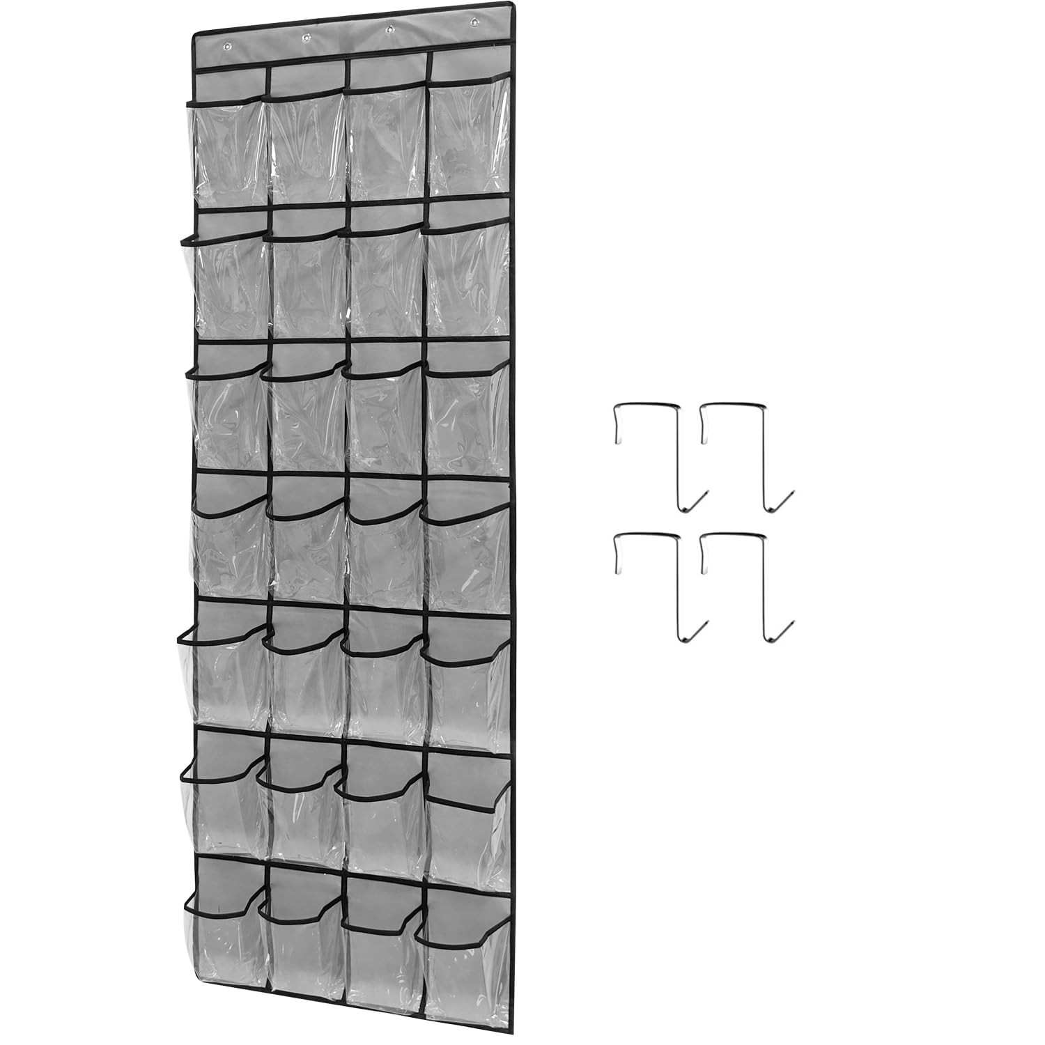 28 Large 1 Pack Transparent Pockets Over The Door Shoe Organizer Sturdy Hangi...