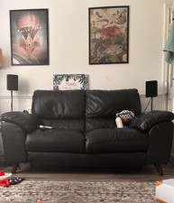 Leather Electric Recliner Sofa Two Seater In black