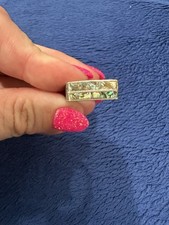 Vtg Taxco Mexico Sterling Silver 925 Channel Inlay Abalone Ring, Size 6.25