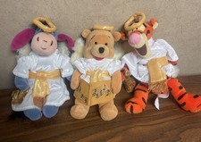 Vintage 2000 Disney Store Choir Angel Eeyore Tigger Pooh 9  Bean Bag Plush Lot
