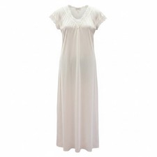 Womens Vintage Long Nightgown Lady Cameo Dallas White With Lace Trim Size M