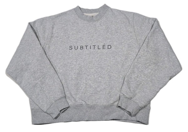 Subtitled Semi Crop Womens Relaxed Sweatshirt Grey Size S Small Logo Spell Out