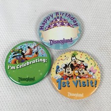 Lof of 3 Disney Pin Buttons Happy Birthday I'm Celebrating 1st Visit 3"