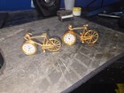 Old Vintage miniature bicycle clocks (2) Battery dead.  Needs new one — photo 1
