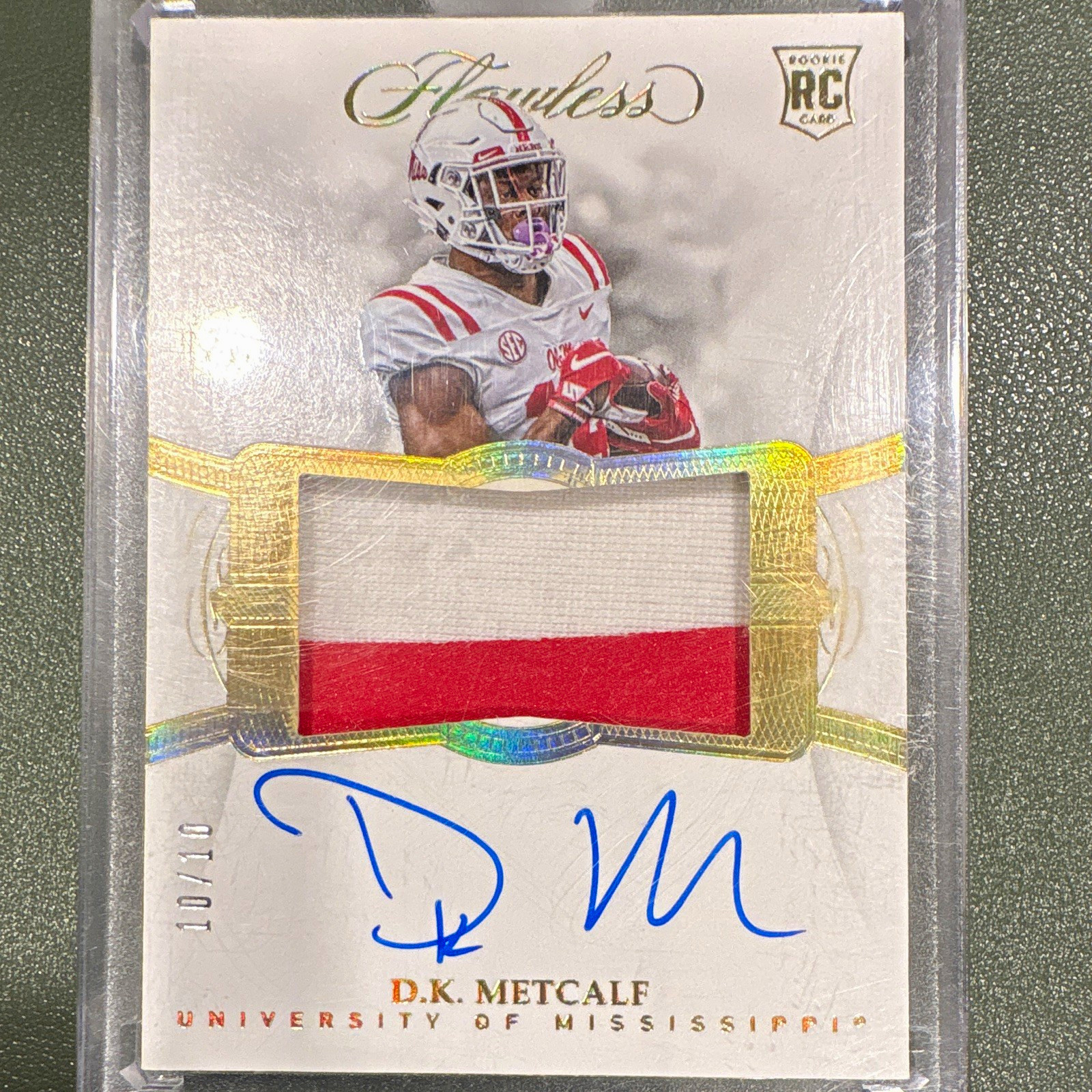 Panini 2019 Flawless Collegiate D.K. Metcalf RC Auto Patch 10/10 #167