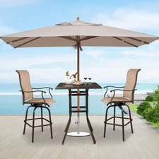 Outdoor End Table Patio Furniture Cast Aluminum Side Table with Umbrella Hole