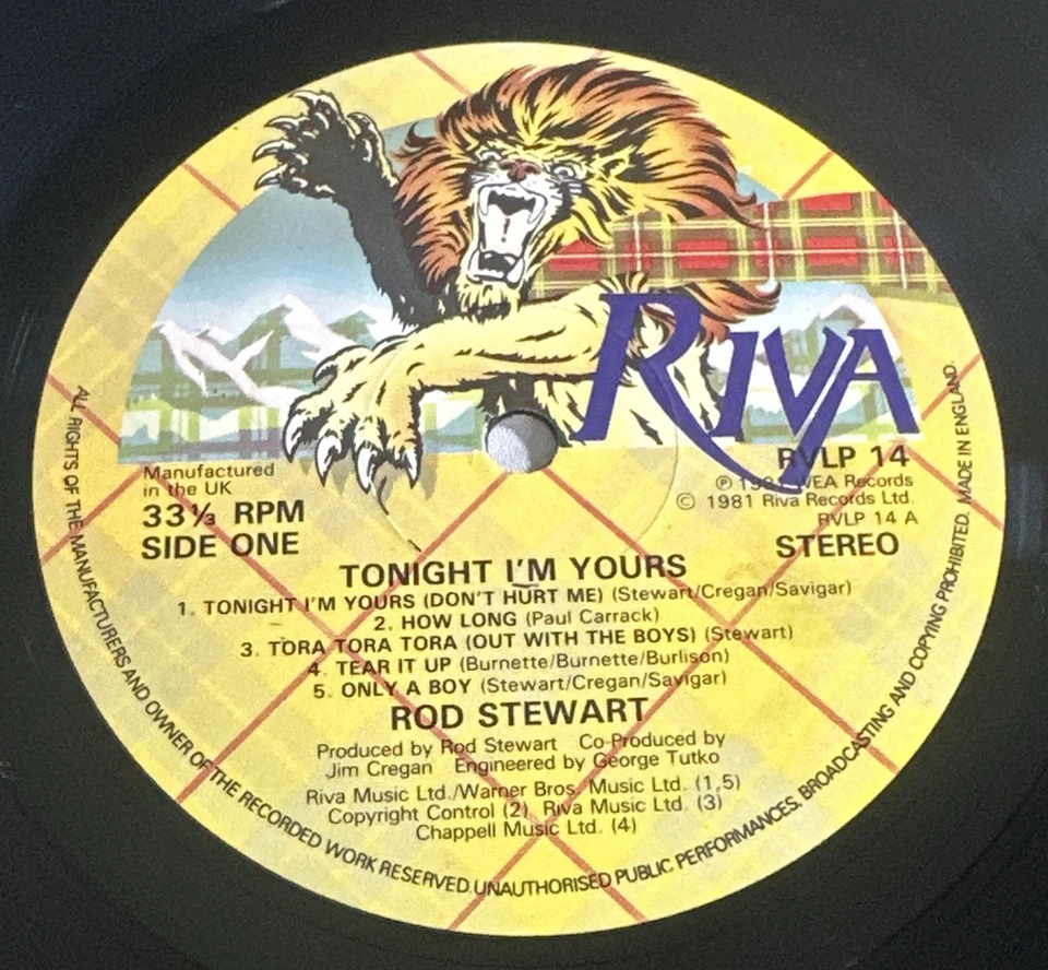 ROD STEWART - TONIGHT I'M YOURS VINYL LP + INNER LYRIC SLEEVE EX / VG+ CON - Image 4 of 4