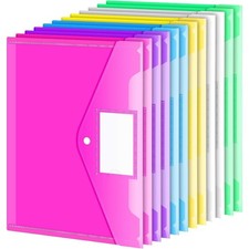 12 Pack Folders Plastic Envelopes, Clear Plastic File Folder  Letter A4 Size