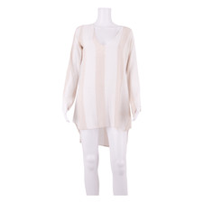 FAITHFULL THE BRAND Womens Kaftan Dress Cream Striped Long Sleeve Knee Length XS
