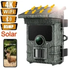 WiFi Bluetooth Solar Trail Camera 4K 85MP Wildlife Hunting Cam 3PIR Night Vision