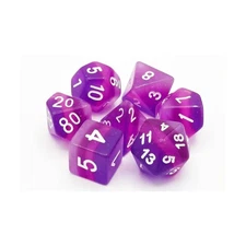 Old School Dice Gradient Dice Poly Set Purple Aurora w/White (7) (2nd Ed) New