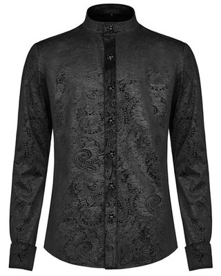 Punk Rave Herren Gothic Shirt Oberteil Schwarz Samt Paisley Victorian Steampunk Vampir