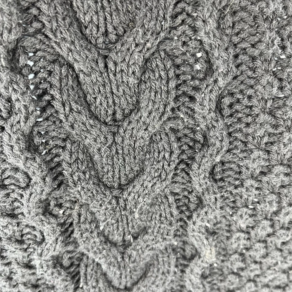 Polo Ralph Lauren Cable Grueso Tejido Suéter Mujer Mediano Negro Cremallera en el Hombro Foto 3 de 4