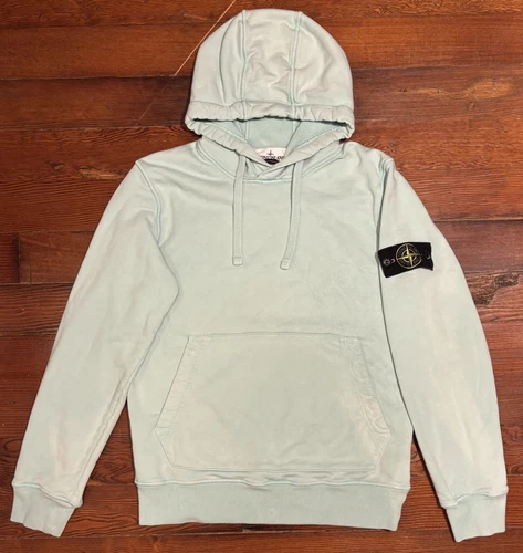 STONE ISLAND Pullover Badge Felpa con Cappuccio Blu Cielo Taglia S