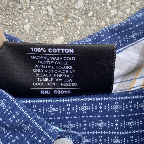 MAMBO Australia Casual shirt Men’s Size M Decorative Buttons Cuffs Blue Pattern - Picture 8 of 8