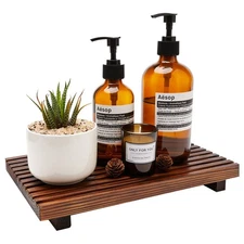 Best Renawe Farmhouse Bathroom Counter Tray Wood Display Pedesta Stand Kitchen