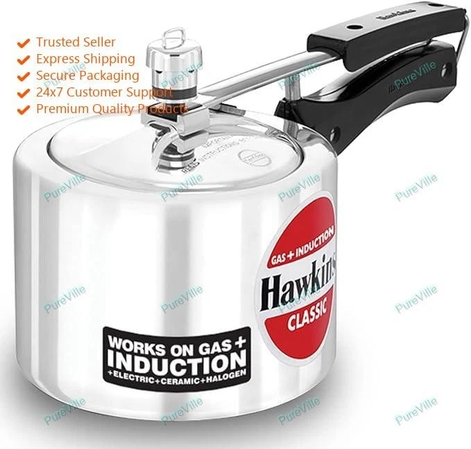 Hawkins Aluminium 2 Litre Classic Pressure Cooker, Tall Design, Silver (Icl2T)