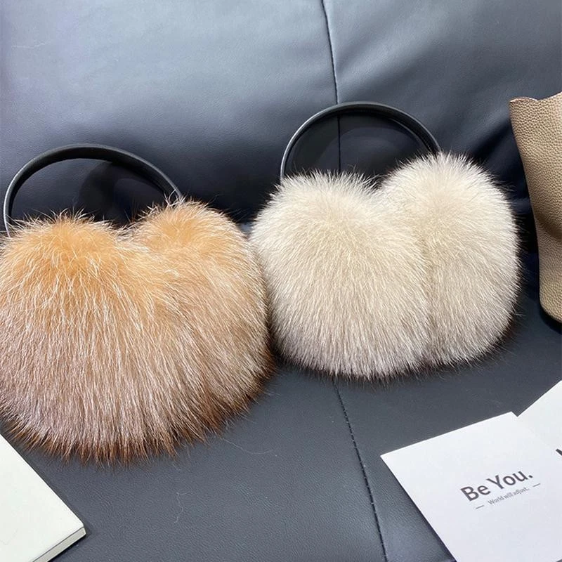 New Winter Real Fox Fur Earmuffs & Scarf Dual-Use Plush Warm Outdoor Accessory