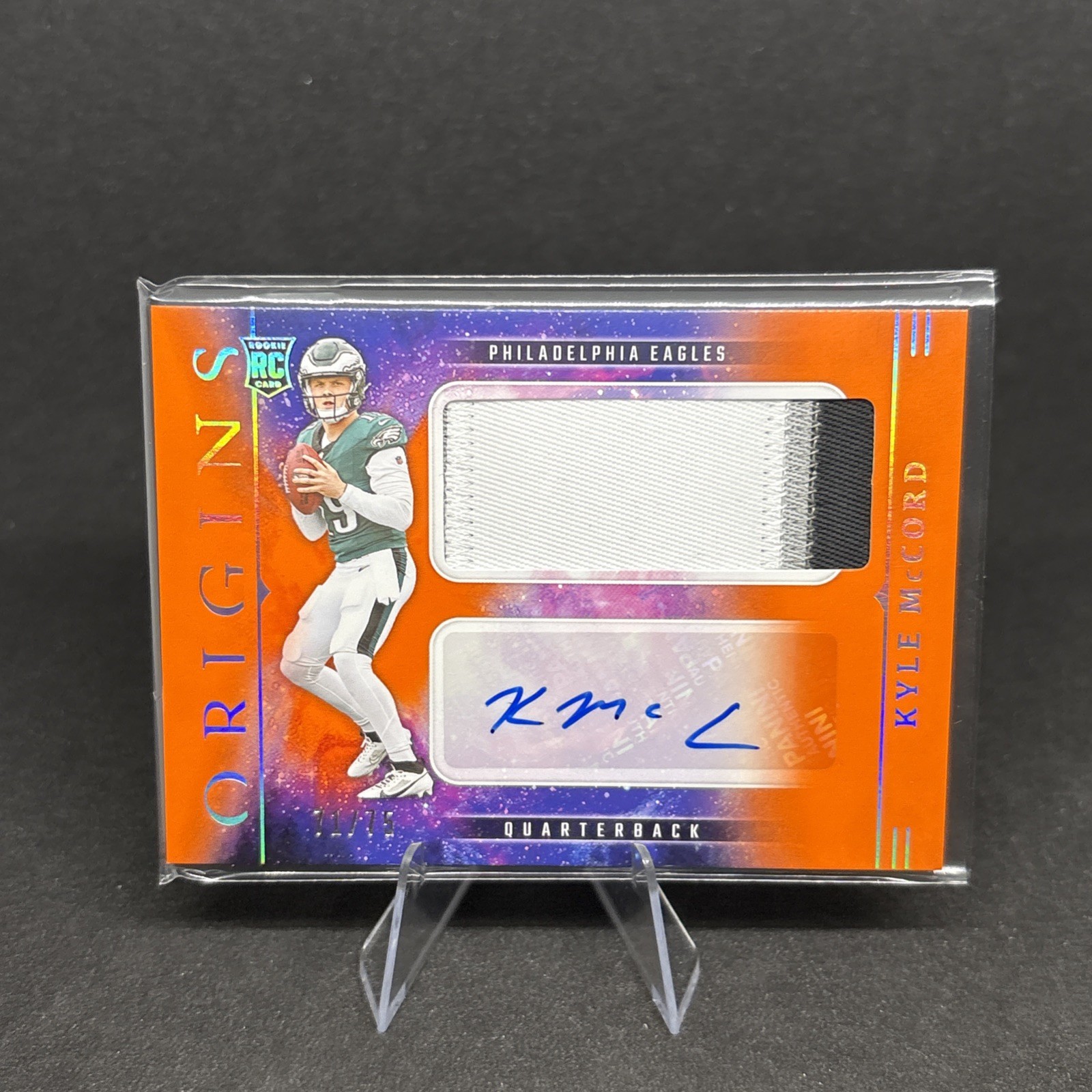 2025 Panini Origins Kyle McCord RC Rookie Jumbo Patch Auto RPA Orange /75