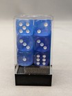 Chessex 27786 Borealis Sky Blue/White 16mm d6 Dice Block (12 Dice) Luminary -New