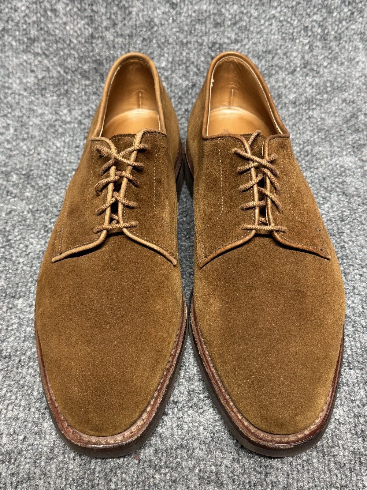 SAOLA Crockett & Jones Latimer marrone scamosciato tinta unita davanti derby Inghilterra uomo UK 8 US 9