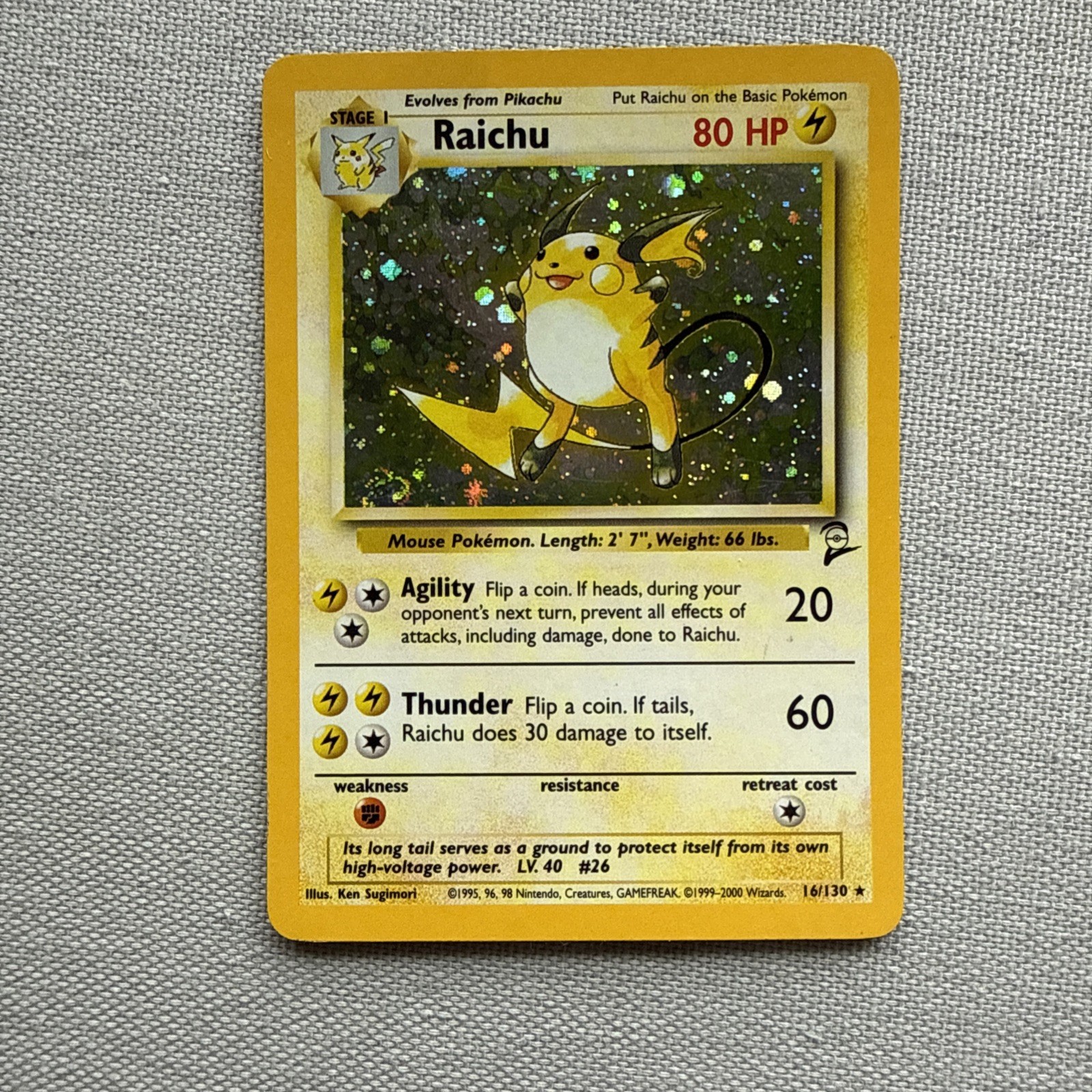Pokémon TCG Raichu Base Set 2 16/130 Holo Rare LP