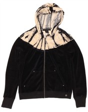 Calvin Klein Jeans Womens Zip Hoodie Sweater UK 16 Large Black Tie Dye BQ20