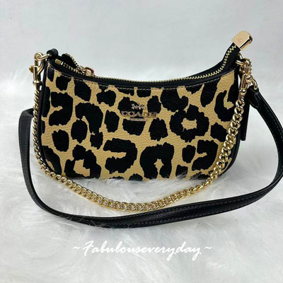Coach Teri Mini Crossbody Bag With Leopard Print CBG65 Gold/Leopard Multi NWT