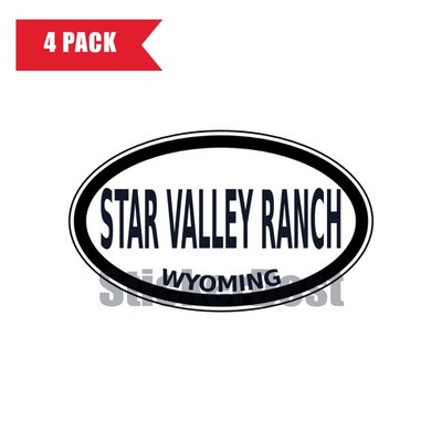 Wyoming Star Valley Ranch Oval Sticker 4 Pack 3x2 Inch