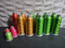 Madeira Embroidery Thread Lot Polyneon 5000m 40 Weight Green, Gold, Orange