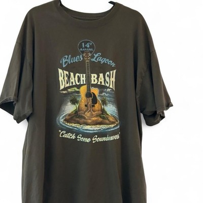 Blues Lagoon Beach Bash T-Shirt Mens 2XL Catch some Soundwaves Guitar :41