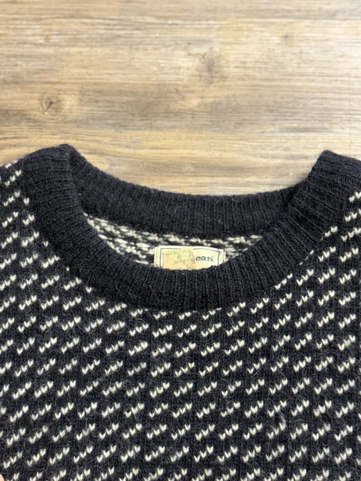 Suéter De Colección LL Bean Birdseye Noruega Años 90 Para Hombre Lana Grande Azul Marino Foto 2 de 4