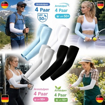 Armstulpen UV-Schutz UPF 50 atmungsaktiv kühlend 4 Paar Unisex Einheitsgröße