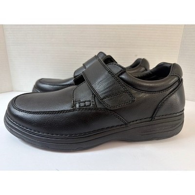 Thom McAn Signature Harry Mens Black Hook and Loop Oxford Shoes 9W WIDE 20763 9