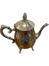 Antique Silver Plated Teapot Ornate Floral Design Vintage Homeware