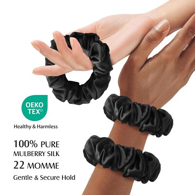 3 PCS 100% Mulberry Silk Scrunchies for Women Girls 22 Momme  display picture 1