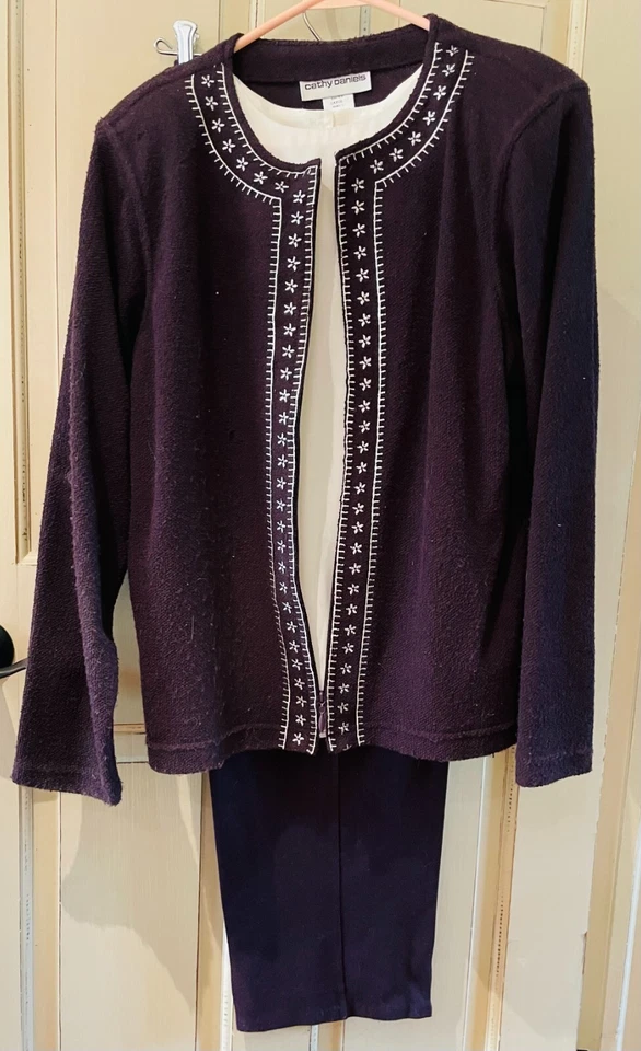 Traje informal para mujer de 3 piezas de Cathy Daniels pantalones concha chaqueta XL L ver descripción Foto 3 de 4