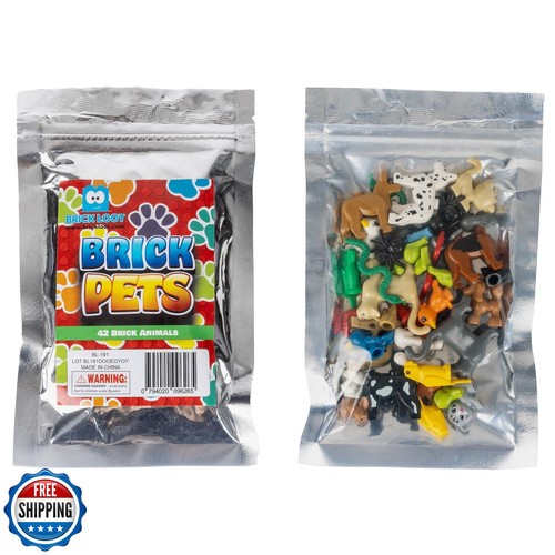 Brick Loot Tierspielzeug Haustier Paket - 42-teiliges Miniatur Tierfiguren Set, Bildung