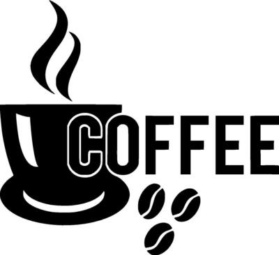 Coffee with Coffee Beans Vinyl Decal Home Décor 12'' x 13'' 