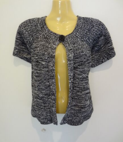 *JACQUI E* GORGEOUS MONOCHROME SOFT STRETCHY COTTON CROPPED CARDI s12 WORN ONCE!
