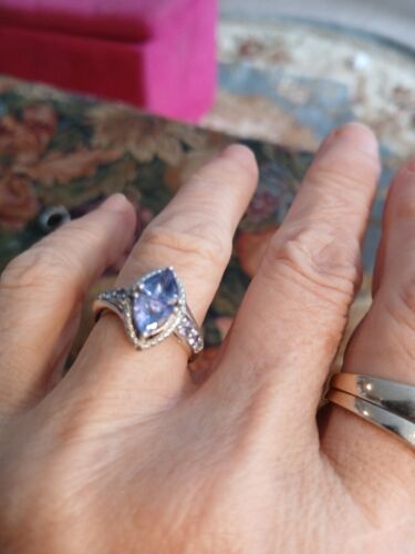 QVC TANSANIT Double Trillion Cut Ring DIA. ACCENTS GR. 6,75 tolle Farbe! - Bild 2 von 3