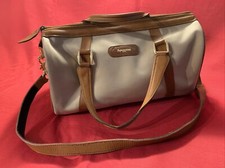 Aquascutum Molmax Leather Stitch Canvas Travel Duffle Bag