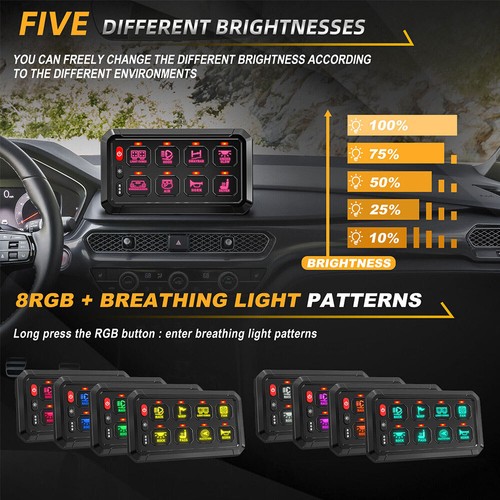 6/8/12 Gang Switch Panel On-Off RGB LED Switch Panel Circuit Control Box 12V/24V - Picture 11 of 30